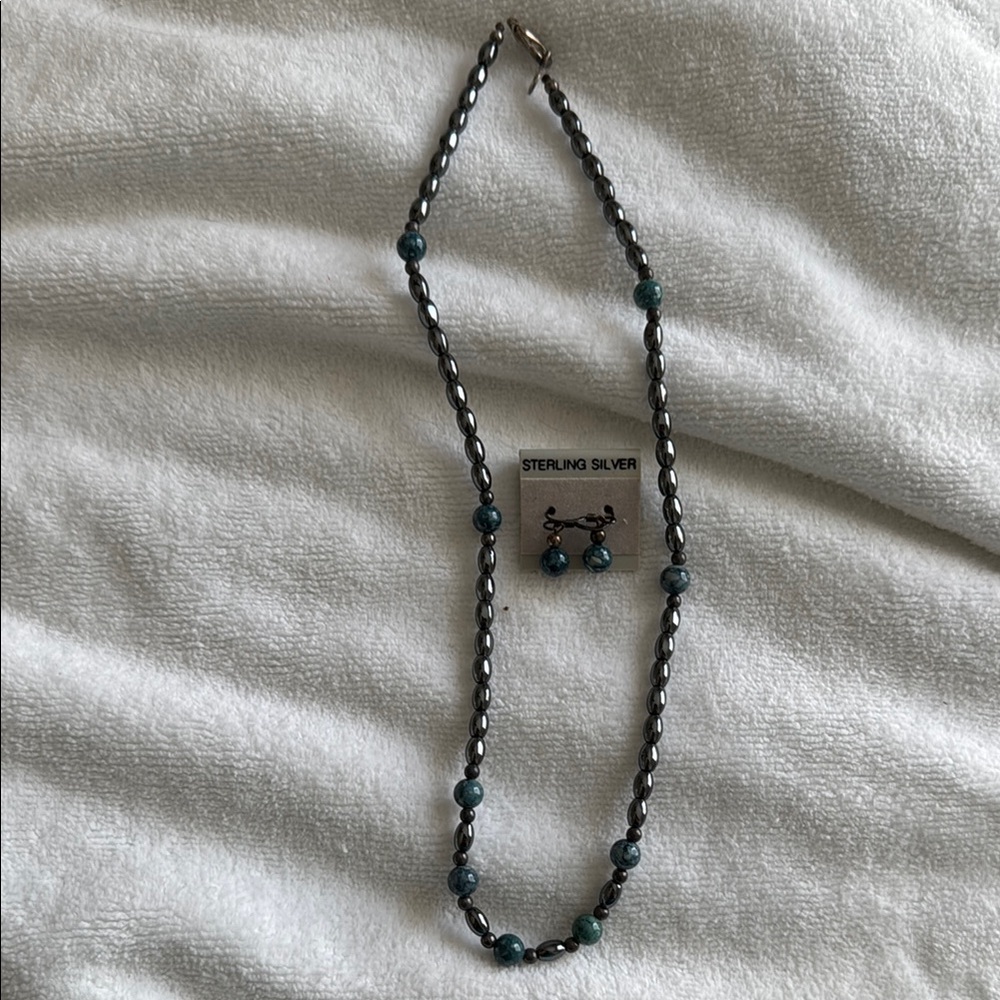 Onyx and Blue Necklace Set